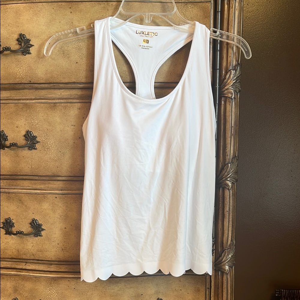 Lilly Pulitzer White Scalloped Tank Top
